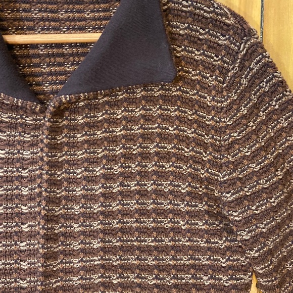 Vintage 90s brown knit cardigan sweater - Picture 2 of 6